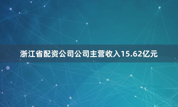 浙江省配资公司公司主营收入15.62亿元